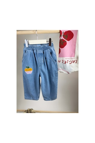 Poala Kids Elmalı Jean Pantolon Mavi