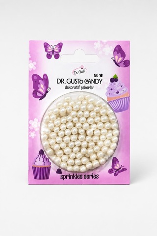 Dr. Gusto 4 Mm İnci Beyazı Candy Boncuk Pasta Süsleme Şekeri