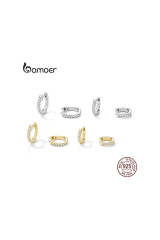 Gümüş Bamoer Hakiki 925 Ayar Gümüş Yuvarlak Daire Halka Küpeler Kadınlar İçin Altın Renk Küpe Ayar Gümüş Takı Hediye L