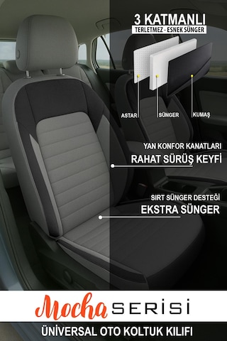 Mocha Taytüyü Oto Koltuk Kılıfı Fiat Egea-linea-punto-albea-marea-tipo-uno Uyumlu Füme