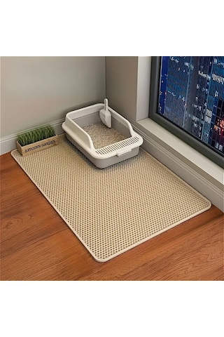 Honeybeeshop Anti Kaydırmaz Kedi Kumu Matı Khaki Xxl 29 53x45 28 İnç Su Geçirmez Ekstra Büyük Çift Katmanlı Eva Kedi Matı 6 Renk Seçeneği