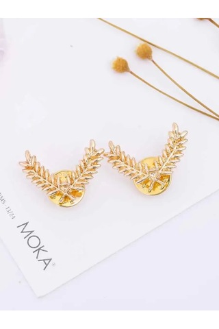 Olfil Dikenli Angutlar Minimalist Tarz Broş-mini Yapraklar 2 Adet Dal İnce Tasarım Minimalist 272619443 Altın Rengi