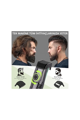 Precious Şarjlı Vakumlu Paslanmaz Çelik Bıçaklı Hazneli Vucut Saç Ve Sakal Kesme Tıraş Makinesi