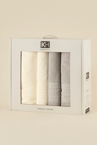 Karaca Home Line Soft %100 Pamuk 4 Parça Hamam Seti Ekru-gri Ekru-gri Ekru - Gri