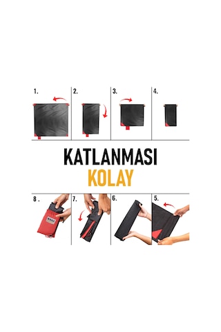 Haegs Cep Yer Örtüsü, Piknik Örtüsü Kamp Matı, Plaj Yer Örtüsü, Su Geçirmez, Kum Tutmaz, Hızlı Kurur, Hafif, Katlanabilir İnce Zemin Örtüsü Outdoor Açık Hava Kamp Yürüyüş Seyahat İçin - El Askılı - 150-150cm - Kırmızı