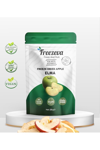 Dondurularak Kurutulmuş Elma Kırmızı 20 Gr - Freeze Dried Elma Kuru Meyve Cipsi 20 G