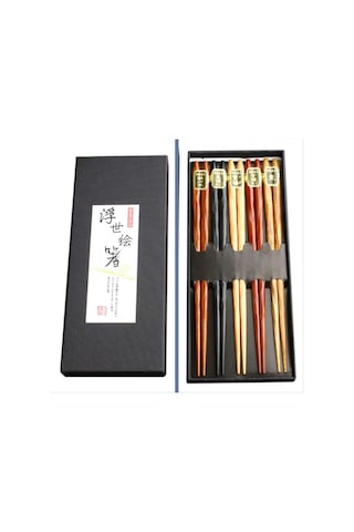 Omeniv Ahşap Beş Çift (10) Chopstick Yemek Servis Sushi Noodle