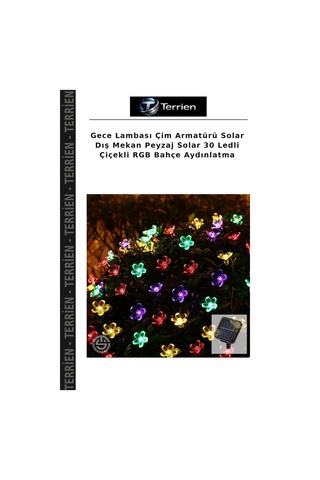 Gece Lambası Çim Armatürü Solar Dış Mekan Peyzaj Solar 30 Ledli Çiçekli Rgb Bahçe Aydınlatma Diğer