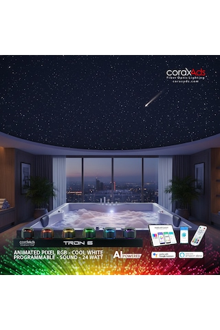 Hamam, Sauna, Spa Aydınlatma Ambiyans Tavan Yıldız Fiber Optik Seti - Mini Çok Renkli