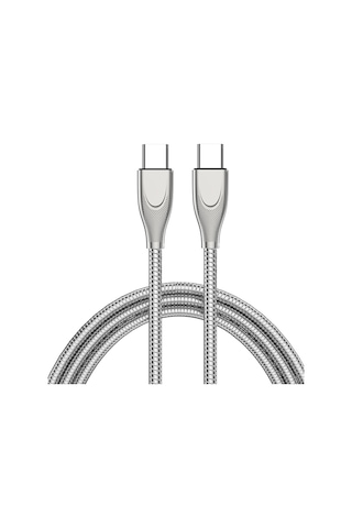 Enkay Enk-cb129 Pd 65w Type-c To Type-c Karbon Çeliği Kauçuk Spiral Hızlı Şarj Veri Kablosu, Uzunluk 1m Gümüş