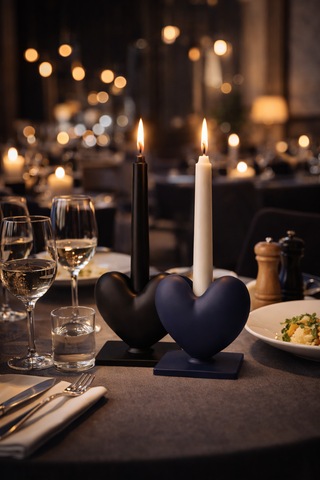 Dekoratif Kalpli Şamdan Romantik Mumluk Lacivert
