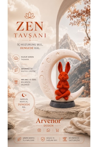 Zen Tavşanı 15cm Dekoratif Biblo 3d Baskı