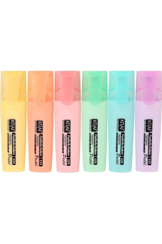 Kraf 335 Pastel Fosforlu Kalem Seti 6 Renk Çok Renkli