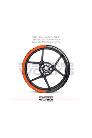 Motosiklet Jant Şeridi Jant Sticker Yarım Kaplama Daire 17-18 İnch Jant Motor Uyumlu Turuncu