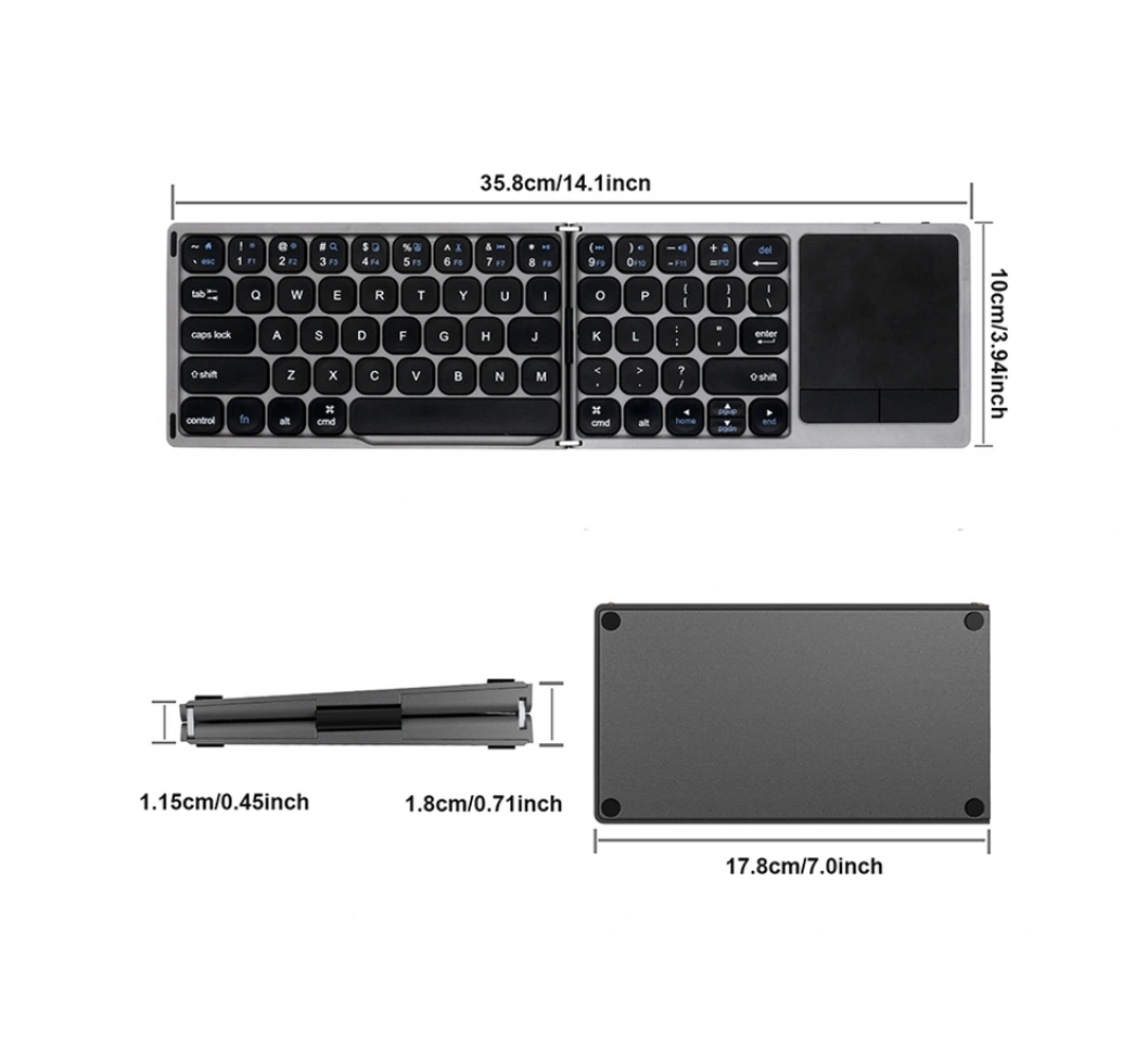 Sones Fk328t Cep Telefonu Tablet Dizüstü Bilgisayar Kablosuz Bluetooth Klavye Taşınabilir 3 Katlı Klavye