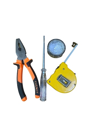 4 Lü Set Pense Kontrol Kalemi Metre Elektrik Bandı