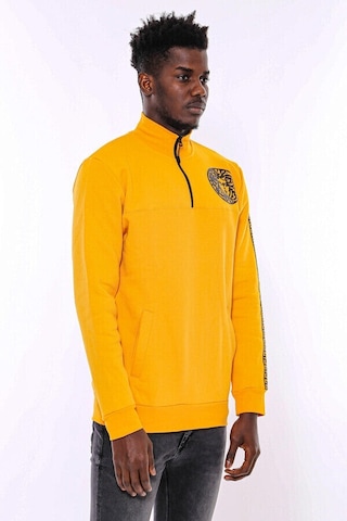 Wessi Sarı Fermuarlı Baskılı Sweatshirt Sarı