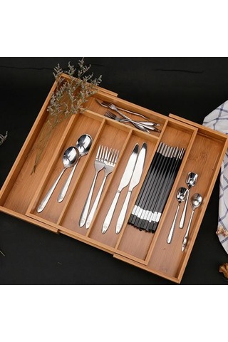 Saklama Kutusu Ahşap Mutfak Çekmece Sofra Takımı Gereçleri Sofra Organizatör Çok Izgara Genişletilebilir Çatallar Silverware Tutucu Raflar Ve Amp Tutucular -