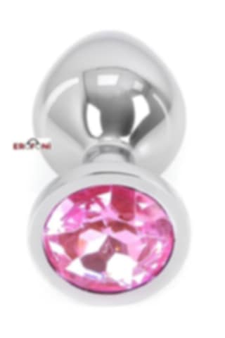 Erofoni Paslanmaz Alüminyum Alaşımlı 8 Cm Çelik Metal Taşlı Silver Anal Gevşetici Alıştırıcı Medium Plug