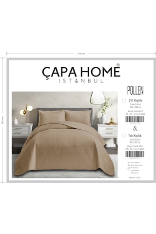 Yeni Nesil Nubuk Yaz - Kış Modern Lüks Yatak Örtüsü, Pollen ,çapa , Çift Kişilik Cappuccino