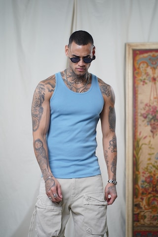 Slim Fit Kaşkorseli Esnek Düz Erkek Sporcu Atlet Mavi