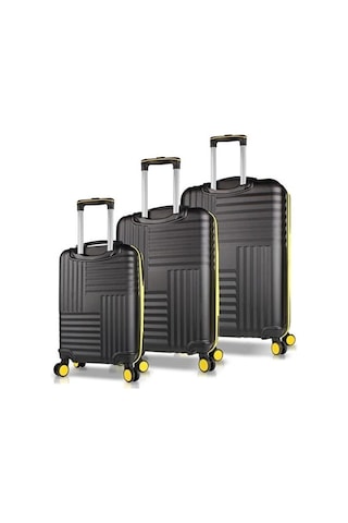 My Valice Puzzle Abs Kabin Orta Ve Büyük Boy Siyah 3'lü Valiz Seti Çok Renkli