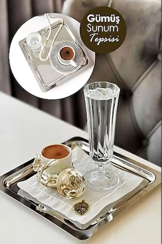 6 Li Sunum Tepsi 21 21 Gümüş