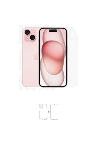 Apple iPhone 15 Uyumlu Full Body 360 Derece Ön Arka Ve Yan Koruyucu Poliüretan Film