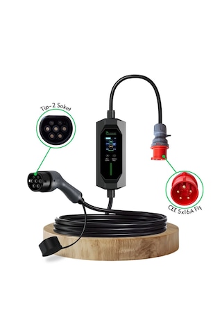 Cks Enerji Taşınabilir Şarj Cihazı 11 Kw 3p-16a Tip-2 5x16a Fiş 380v Ac Ev Tipi Dönüştürücü Kablo Ve Taşıma Çantası Hediyeli 10 Metre Kablo 11.0 KW