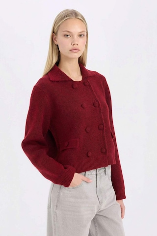 DeFacto Regular Fit Polo Yaka Basic Düz Düğmeli Triko Hırka E2289AX24WNBR93 Bordo