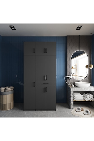 Vita Çamaşır Ve Kurutma Makinesi Dolabı Banyo Dolabı Antrasit Antrasit