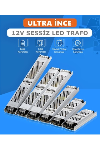 Coral Light Ultra Slim Sessiz Şerit Led Trafosu Metal 12 V Led Trafo Adaptör
