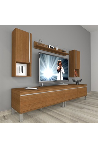 Decoraktiv Eko 5220ta Mdf Krom Ayaklı Tv Ünitesi Tv Sehpası - Naturel Ceviz