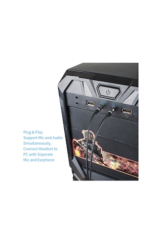 Hombey 3.5mm Ses Ayırıcı Kablosu, Bilgisayar-headset Bağlantısı, Mikrofon Ve Kulaklık Çevirici, Siyah Metal, 30cm Uzunluk