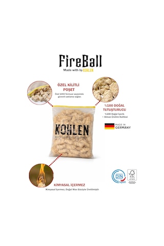Kohlen Fireball 100'lü Doğal Ateş Başlatıcı / Mangal Soba Ve Şömine Tutuşturucu Çok Renkli