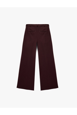 Koton Koton X Melis Ağazat - Cepli Pile Detaylı Metal Aksesuarlı Palazzo Pantolon Bordo 6wak40078ew Bordo
