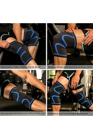 Vkemall S Boyutu Mavi Spor Diz Koruyucu Çift Paket - Silikon Kayma Önleyici, Nemlendirici, Bisiklet Tenis Fitness İçin Çok Renkli