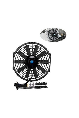 Evrensel 12 İnç Araba Su Yağ Soğutucu Dc12v 90 W Ll/sh Viraj Siyah Bıçak Elektrikli Soğutma Radyatör Fanı Araba Kart Buggy