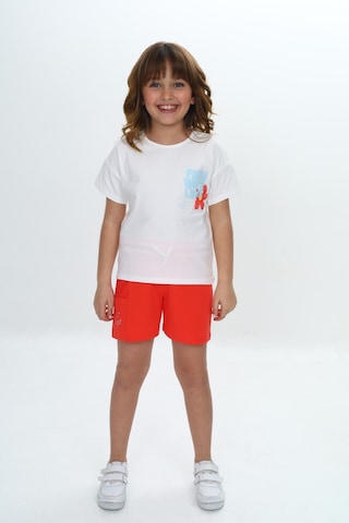 Toontoy Kız Çocuk Göğsü Çiçek Yazı Baskılı Şortlu Takım Narçiçeği