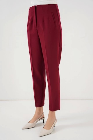 Defymoda 6650 Yüksek Bel Kumaş Pantolon - Bordo Bordo