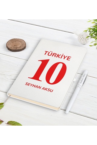 Kişiye Özel Isimli Forma Numaralı Beyaz Defter Kalem Seti-1