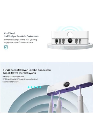 Pluzz X114 Diş Fırçası Tutacağı Ve Sensörlü Uv Sterilizatör Philips Led Teknolojisi Diğer