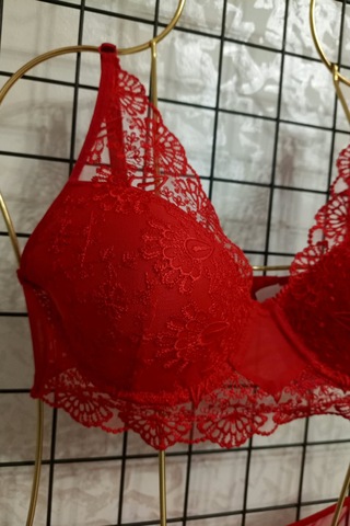 Avrissa Kadın Kırmızı Dantel Detaylı Şık Bralet İç Çamaşır Takımı