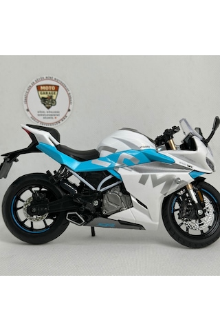 Cfmoto 250sr 1:12 Sesli Işıklı Diecast Motosiklet Modeli - Beyaz Mavi