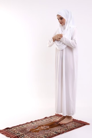 Tek Parça Namaz Elbisesi - Beyaz - 5015 001