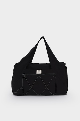 İcone Bag Kadın Spor Ve Yoga Çantası Çok Cepli, Ayakkabı Bölmeli, Lastik Detaylı, Fermuarlı Ön Cep Siyah