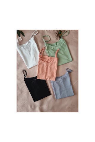 Demirsa Boutique Kadın 5'li İp Askılı Ekstra Biyeli Modal Kumaş Atlet Mavi, Pudra, Yeşil, Siyah, Beyaz Siyah-beyaz-mavi&gri-pudra-yeşil