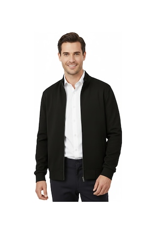 Erkek Spor Hakim Yaka Fermuarlı Hırka Regular Fit Bgl-st04947 Siyah