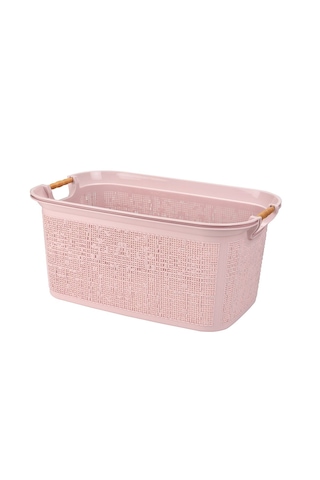 Practical Kulplu Temiz Çamaşır Sepeti & Sele-pembe Pembe