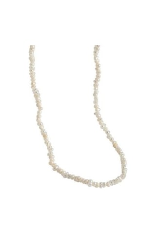 Düzensiz Barok Tatlısu Inci Kolye Kadınlar İçin 925 Ayar Gümüş Minimalist Boho Aksesuarları Güzel Kuyumculuk Zincir Kolyeler Altın - Beyaz